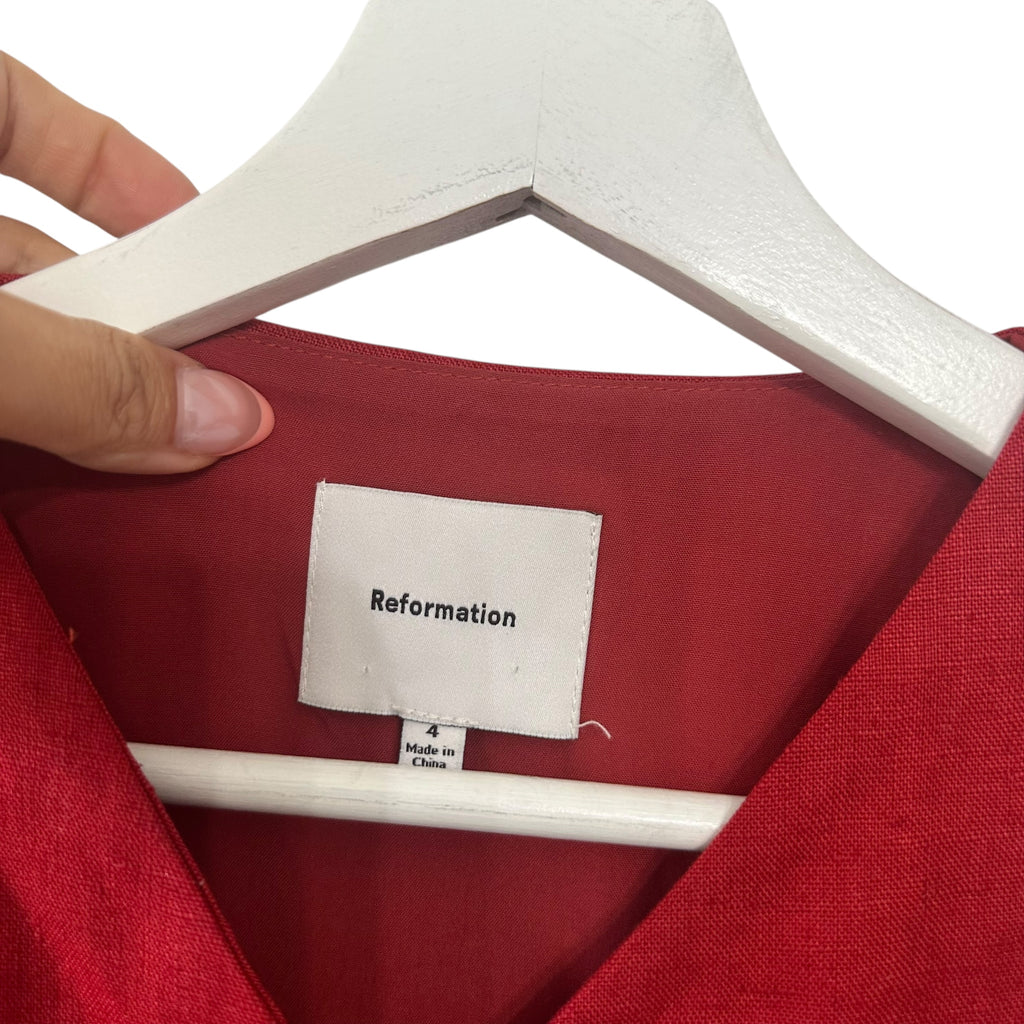 Reformation Aspen Linen Vest Sundried Tomato Size 4