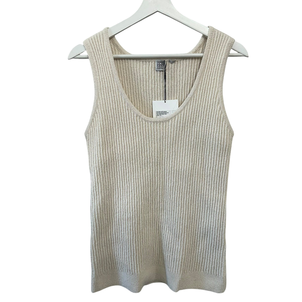 TOTEME Ribbed-Knit Cotton-Blend Bouclé Tank Top Size L