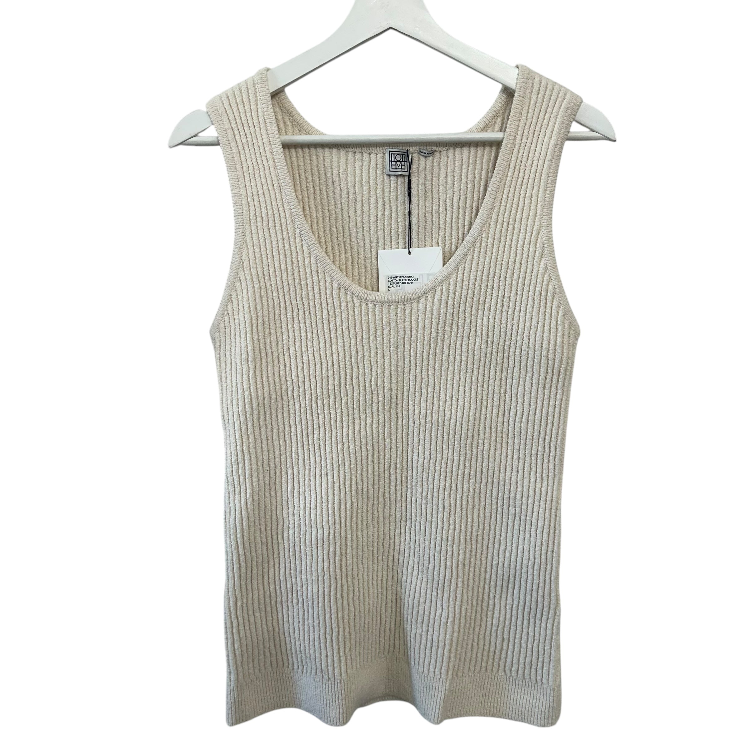 TOTEME Ribbed-Knit Cotton-Blend Bouclé Tank Top Size L