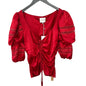 Reformation Red Winchester Blouse With Lace Size 10