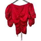 Reformation Red Winchester Blouse With Lace Size 10