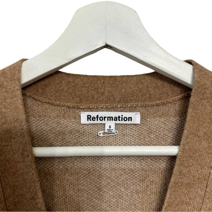 Reformation Fonte Brown Check Cashmere Cardigan Size S