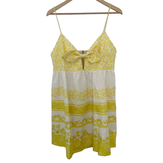 Alice + Olivia Melvina Tie Front Babydoll Sunflower Print Dress Size 14