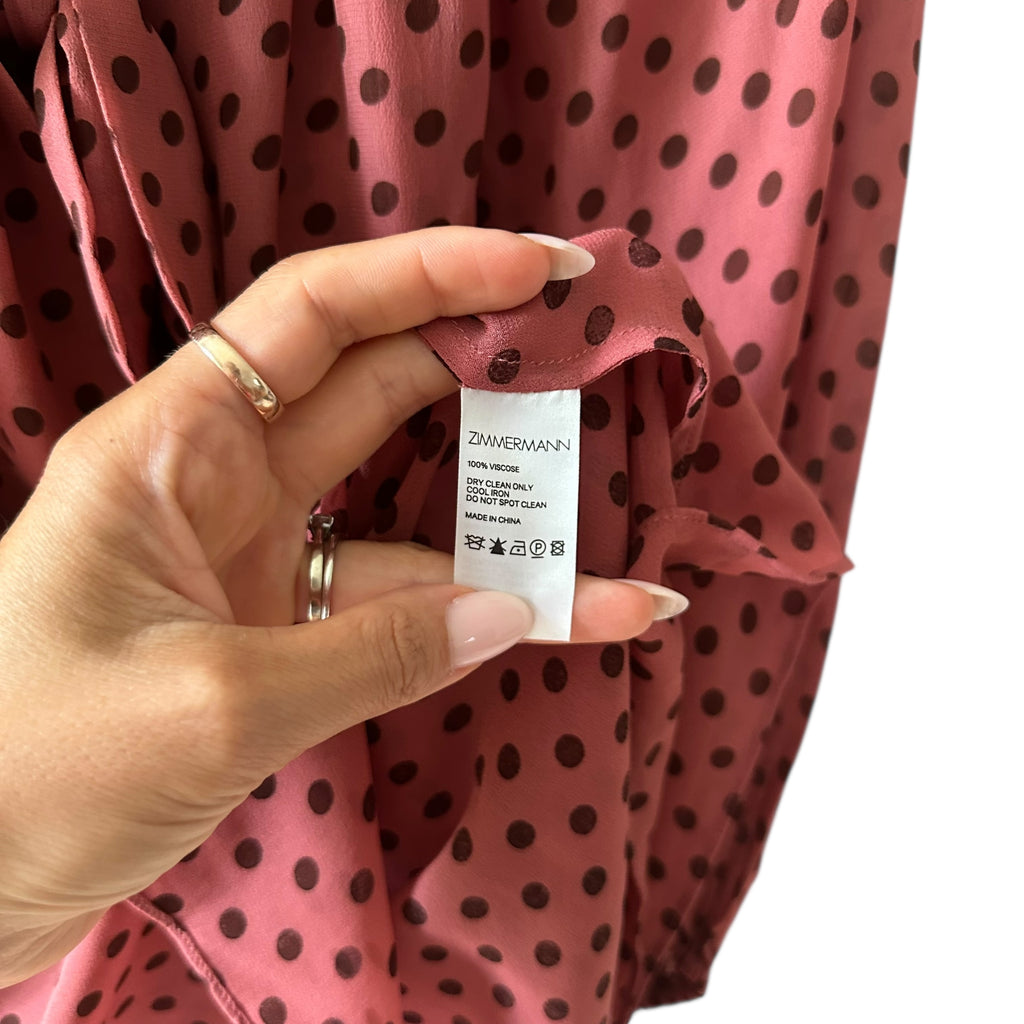 Zimmermann Espionage Neck Tie Blouse Rosewood Size 10