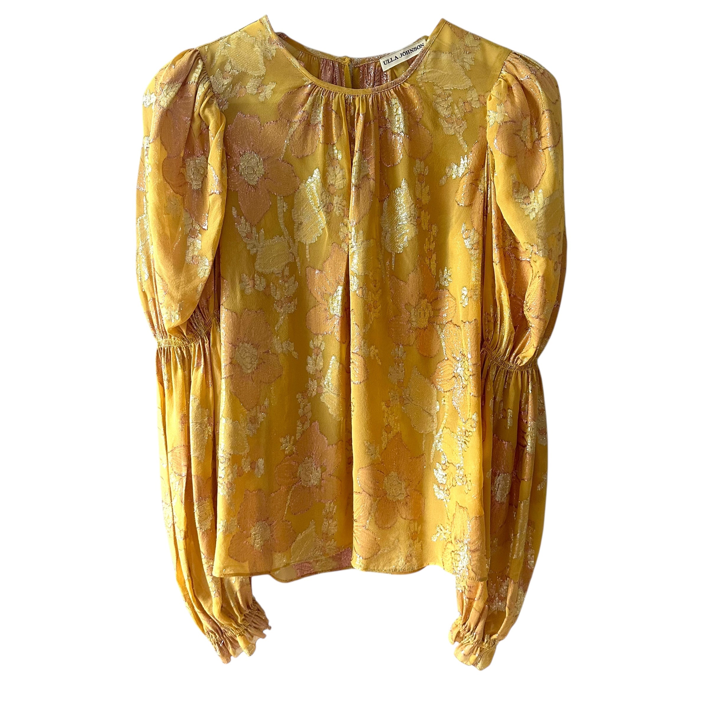 Ulla Johnson Aster Blouse Gold Floral Metallic Size 2