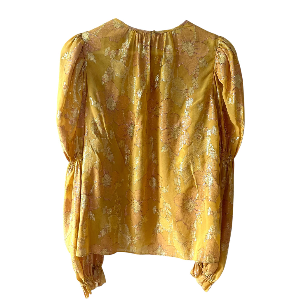 Ulla Johnson Aster Blouse Gold Floral Metallic Size 2