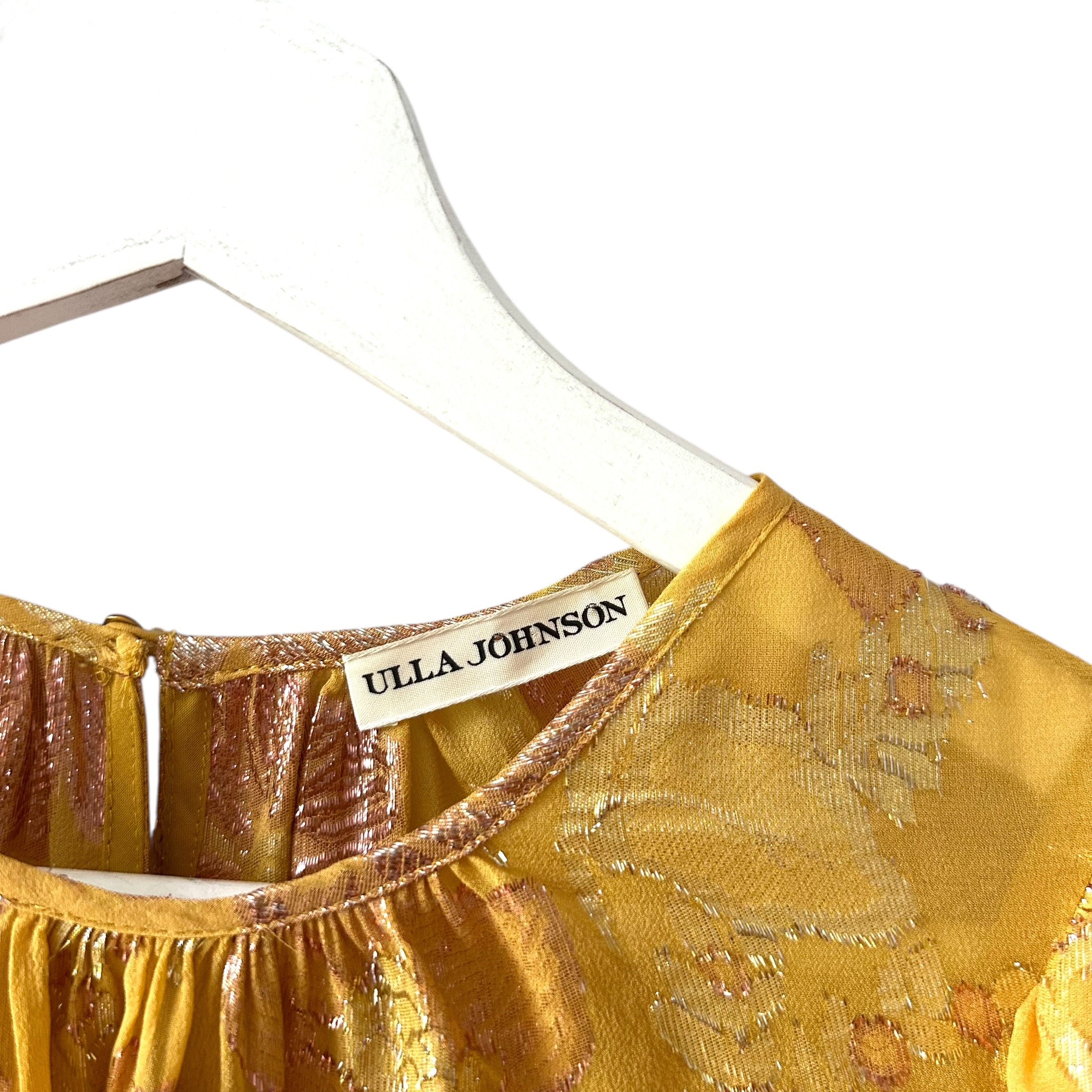 Ulla Johnson Aster Blouse Gold Floral Metallic Size 2