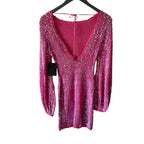 Retrofete Tara Crochet Mini Iridescent Pink Dress Size XS/S