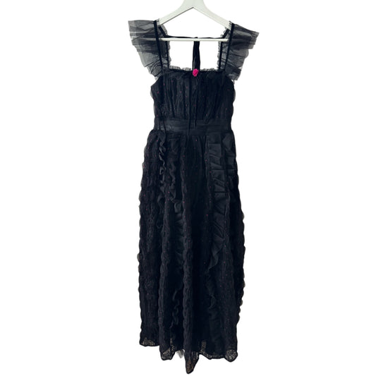 For Love & Lemons Janelle Polka Dots Tulle Rosette Goth Maxi Dress Size XS