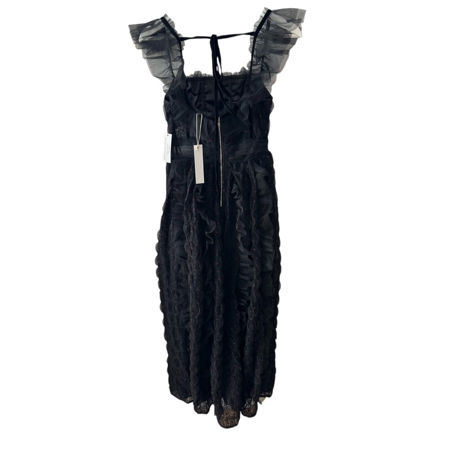 For Love & Lemons Janelle Polka Dots Tulle Rosette Goth Maxi Dress Size XS
