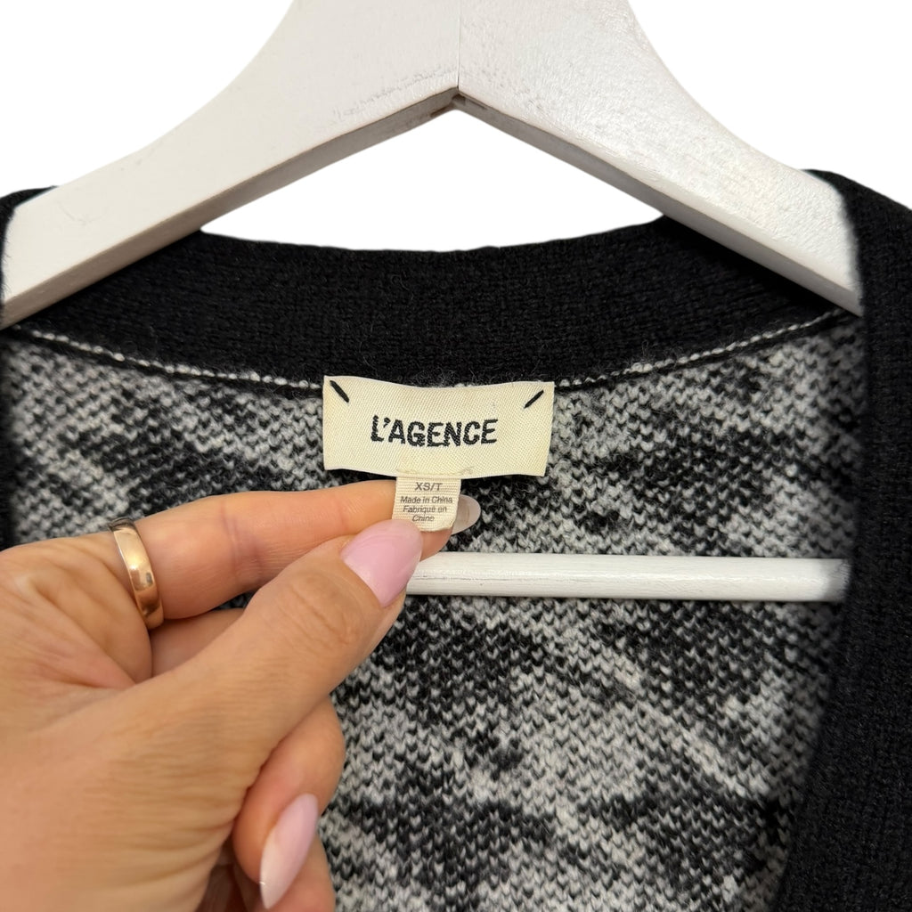 L'AGENCE Maddy Houndstooth Cardigan Size XS