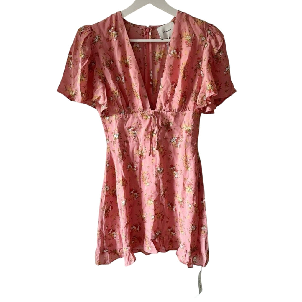 Reformation Mya Mini Dress Floral Print Ruffled Hem Size 2