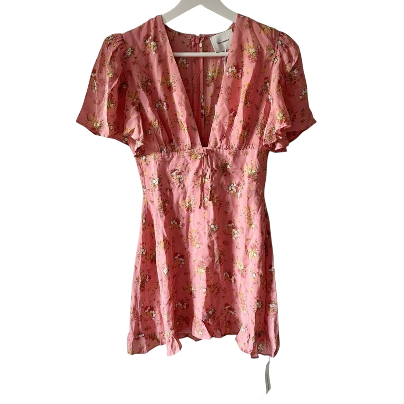 Reformation Mya Mini Dress Floral Print Ruffled Hem Size 2