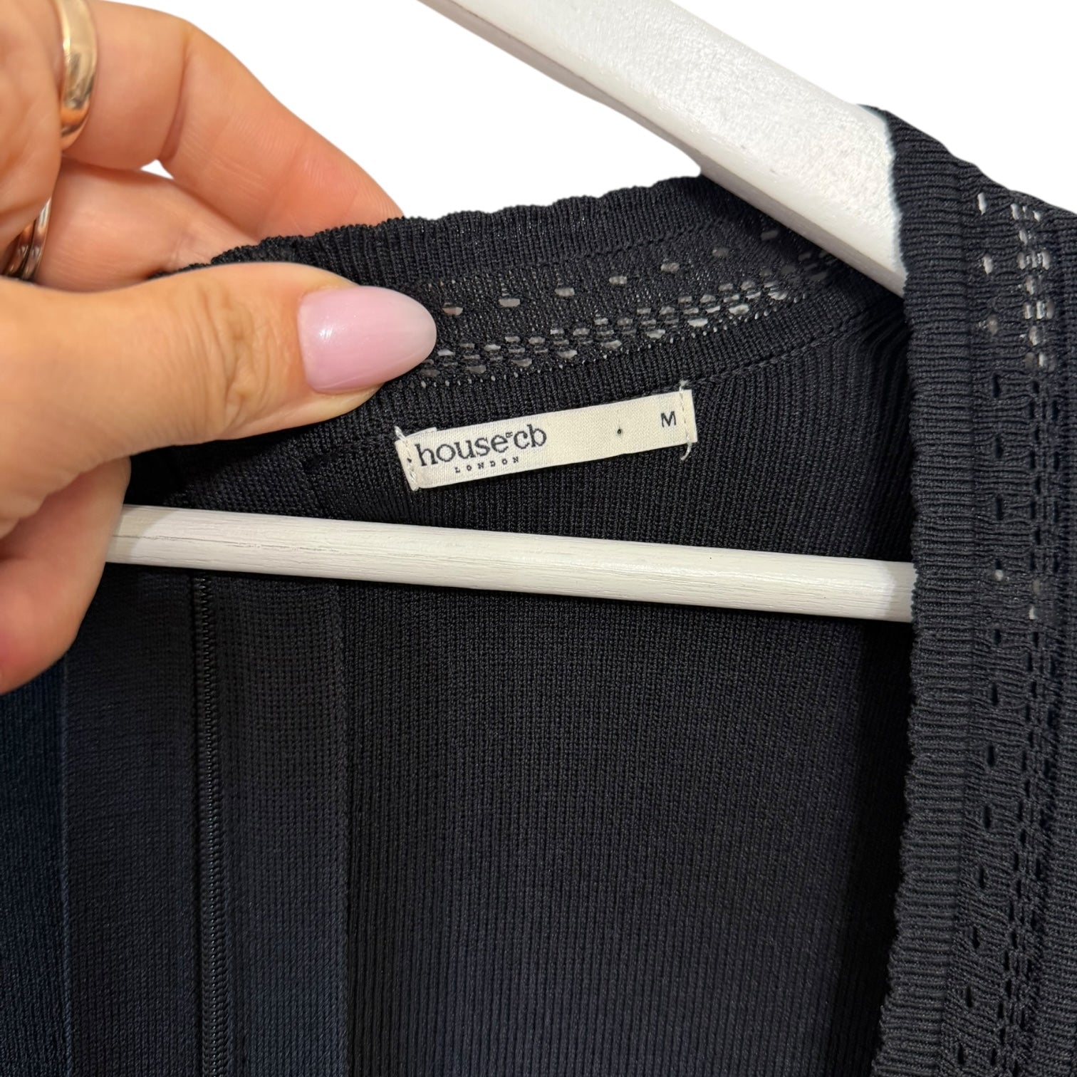 House Of CB SASHA Black Dainty Knit Midi Dress Size M