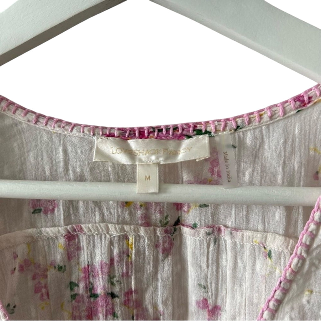 LoveShackFancy Merida Blouse Magenta Light Size M