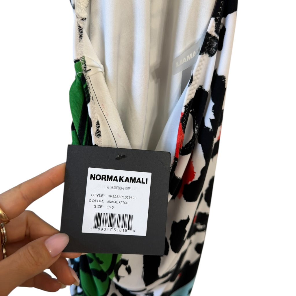 NORMA KAMALI Halter Side Drape Gown Size L