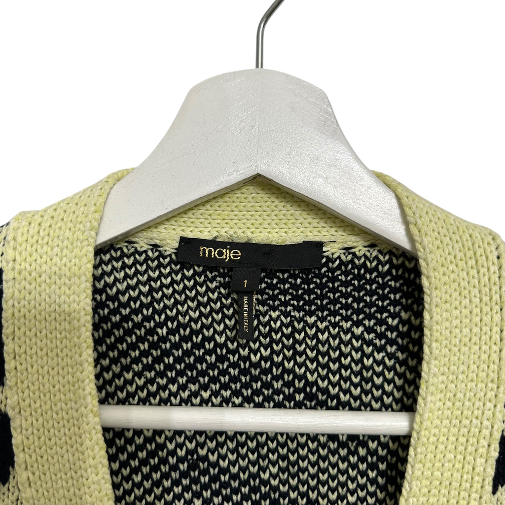 Maje Oversized Zebra Yellow Print Cardigan Size S