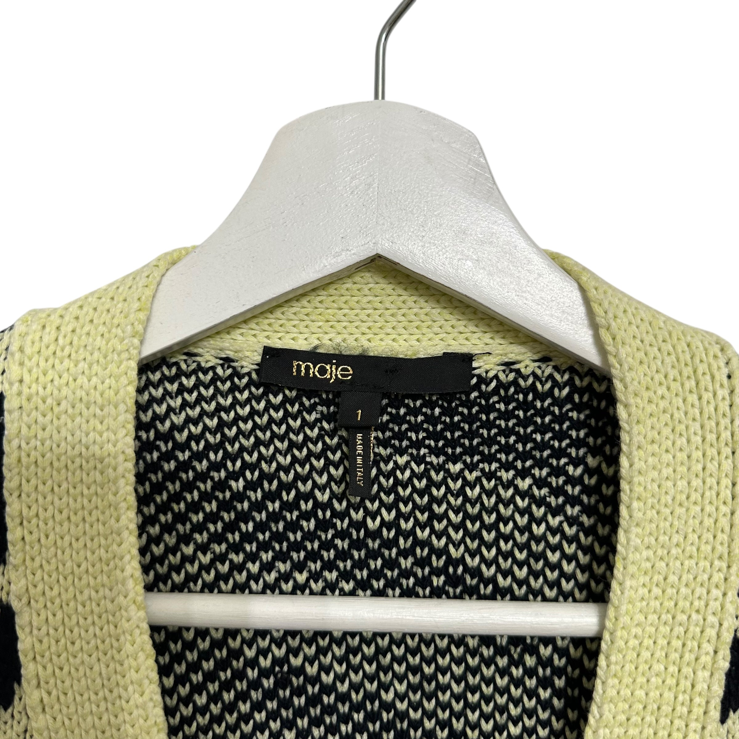 Maje Oversized Zebra Yellow Print Cardigan Size S