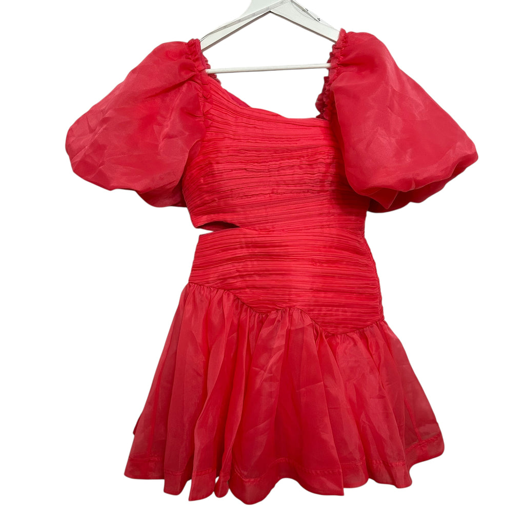 Aje Sculptura Joan Puff-Sleeve Side Cut Out Mini Dress Size US 4