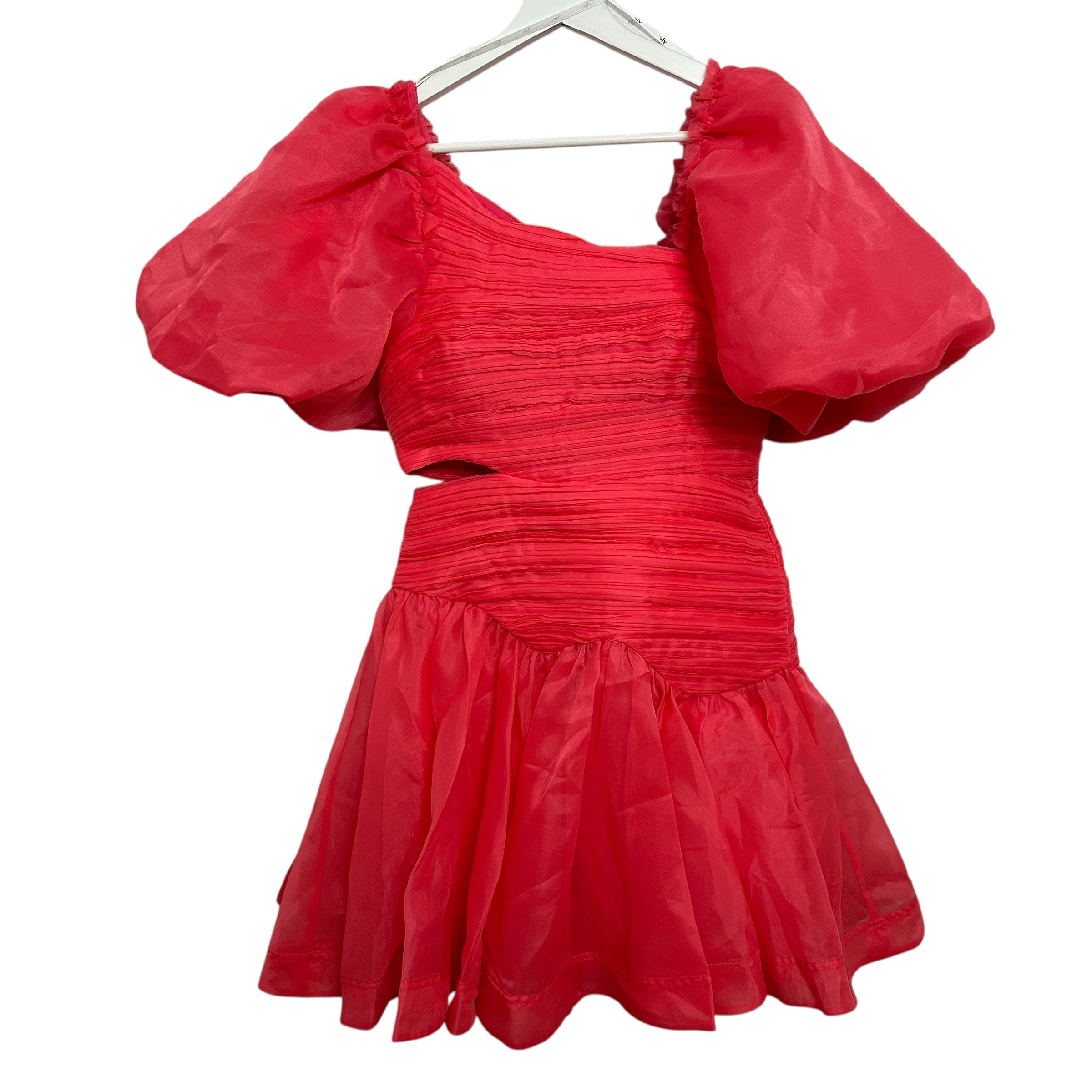 Aje Sculptura Joan Puff-Sleeve Side Cut Out Mini Dress Size US 4