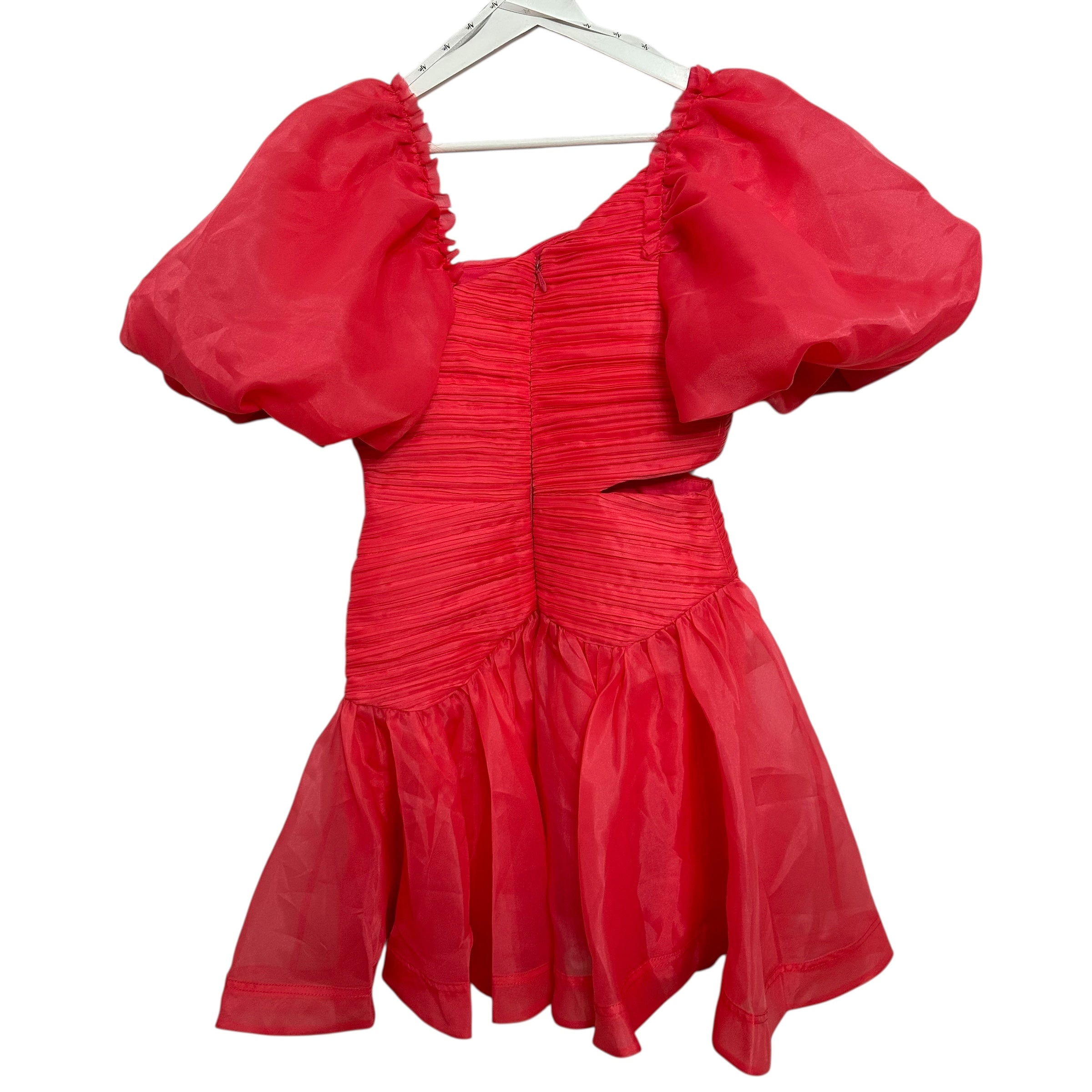 Aje Sculptura Joan Puff-Sleeve Side Cut Out Mini Dress Size US 4