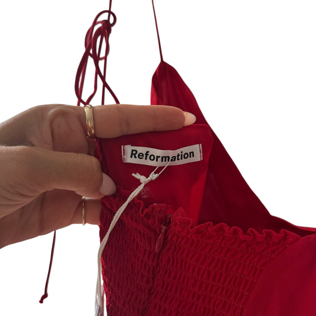 Reformation Kourtney Dress Cherry Red Size 4