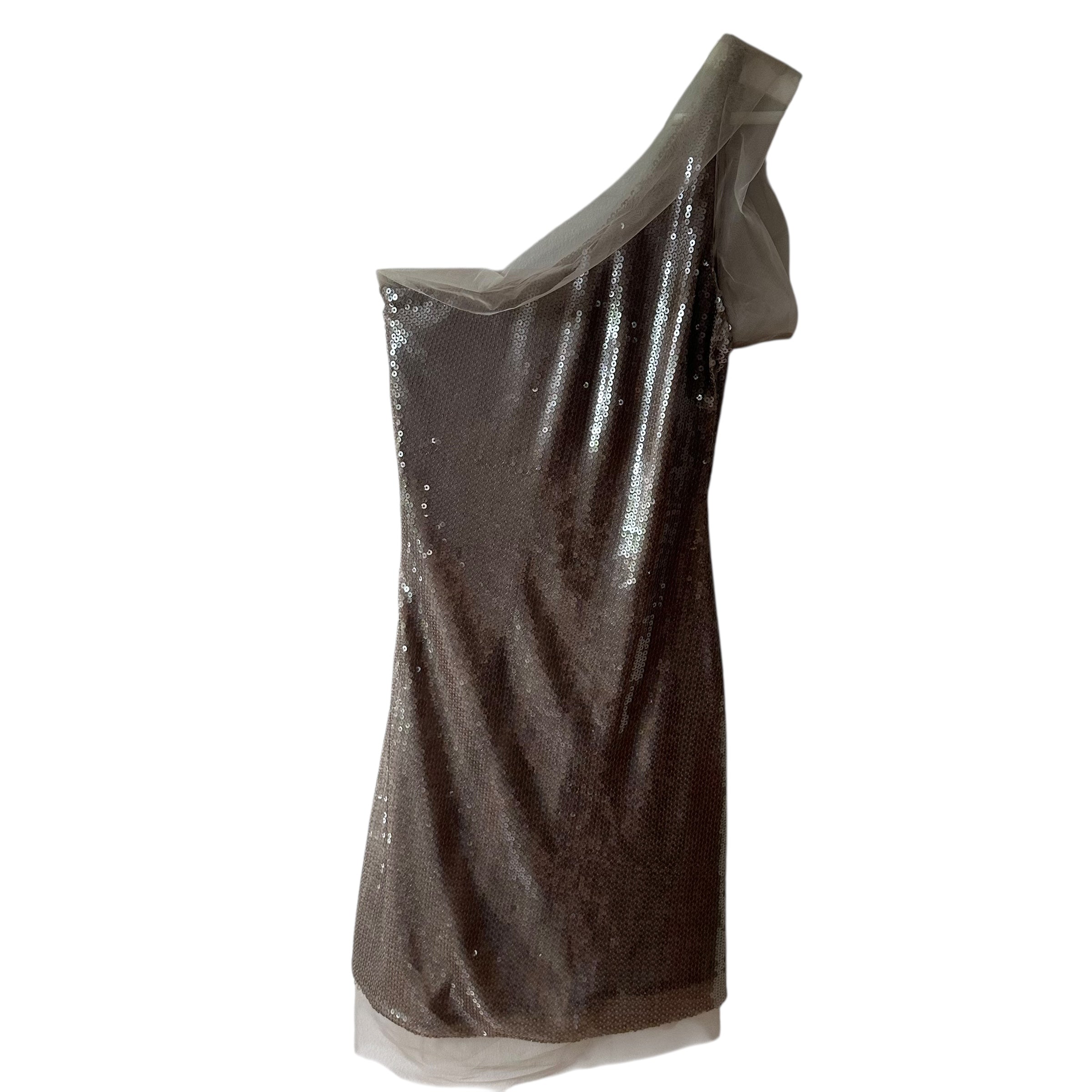 KHY Sequin One Shoulder Mini Dress Champagne Size XS