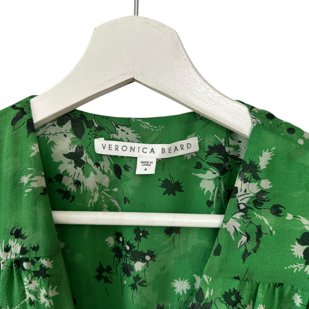 Veronica Beard Sean Dress Green Floral Size 4