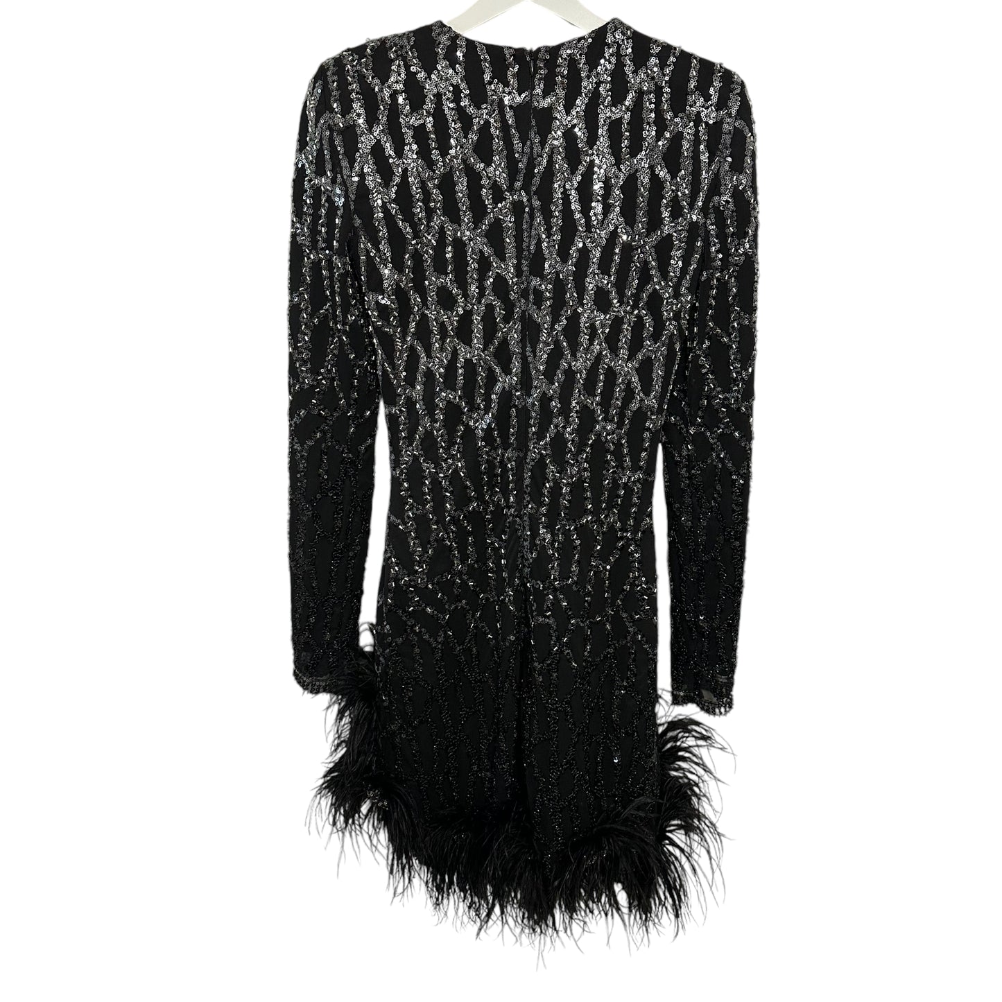 Nadine Merabi Lexi Sequined Feather Dress Size S