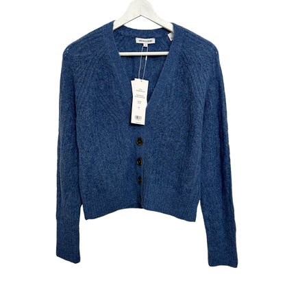 Veronica Beard Delent Pointelle Alpaca Blend Cardigan in Blue Size S