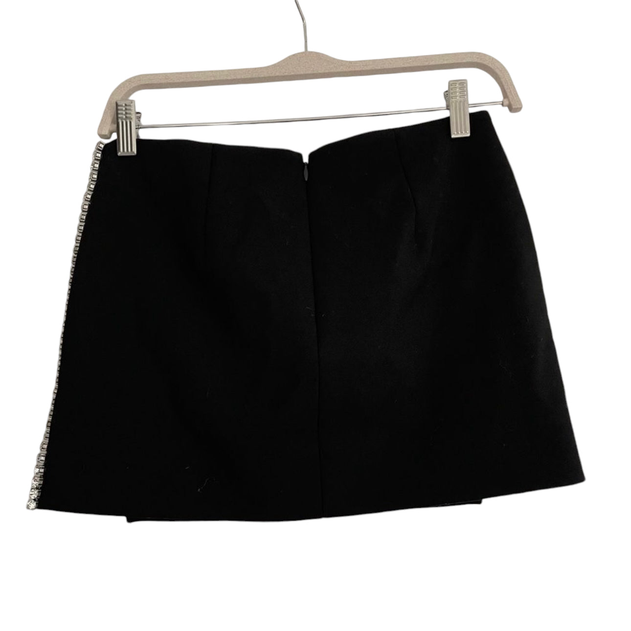 AREA Cage Strap Embellished Wool Mini Skirt In Black Size 4