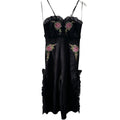 Alice Mccall At Last Embroidered Ruffle Jumpsuit Black Floral Size 4