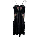 Alice Mccall At Last Embroidered Ruffle Jumpsuit Black Floral Size 4