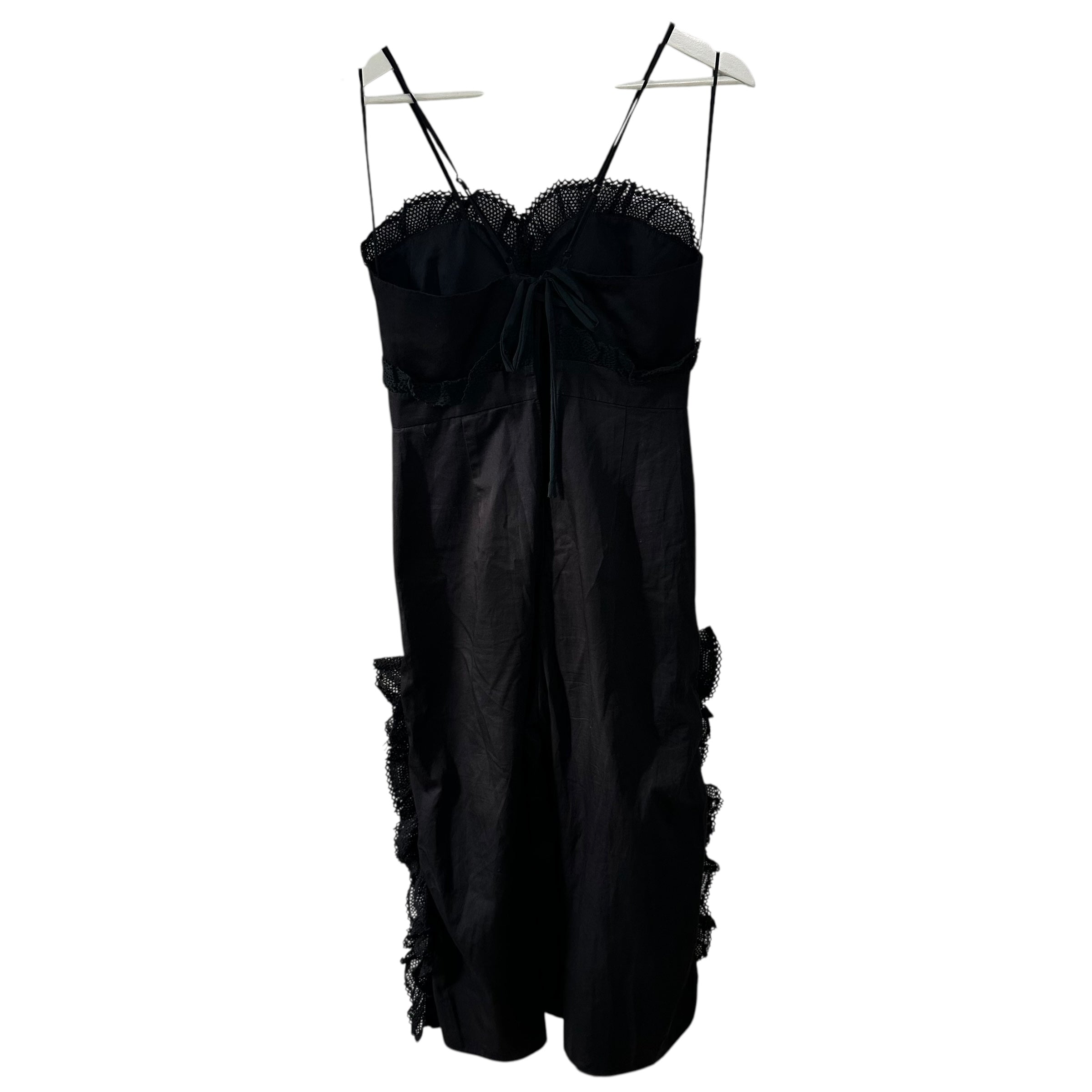 Alice Mccall At Last Embroidered Ruffle Jumpsuit Black Floral Size 4