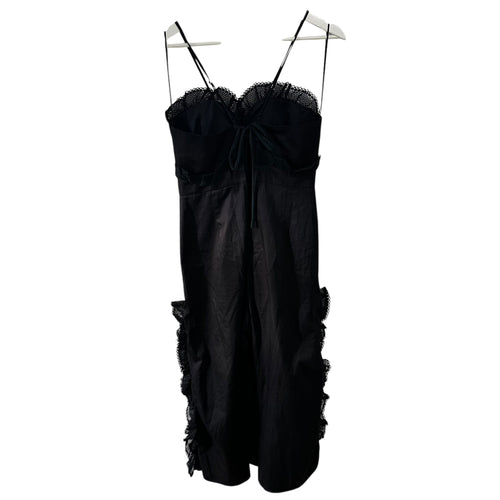 Alice Mccall At Last Embroidered Ruffle Jumpsuit Black Floral Size 4