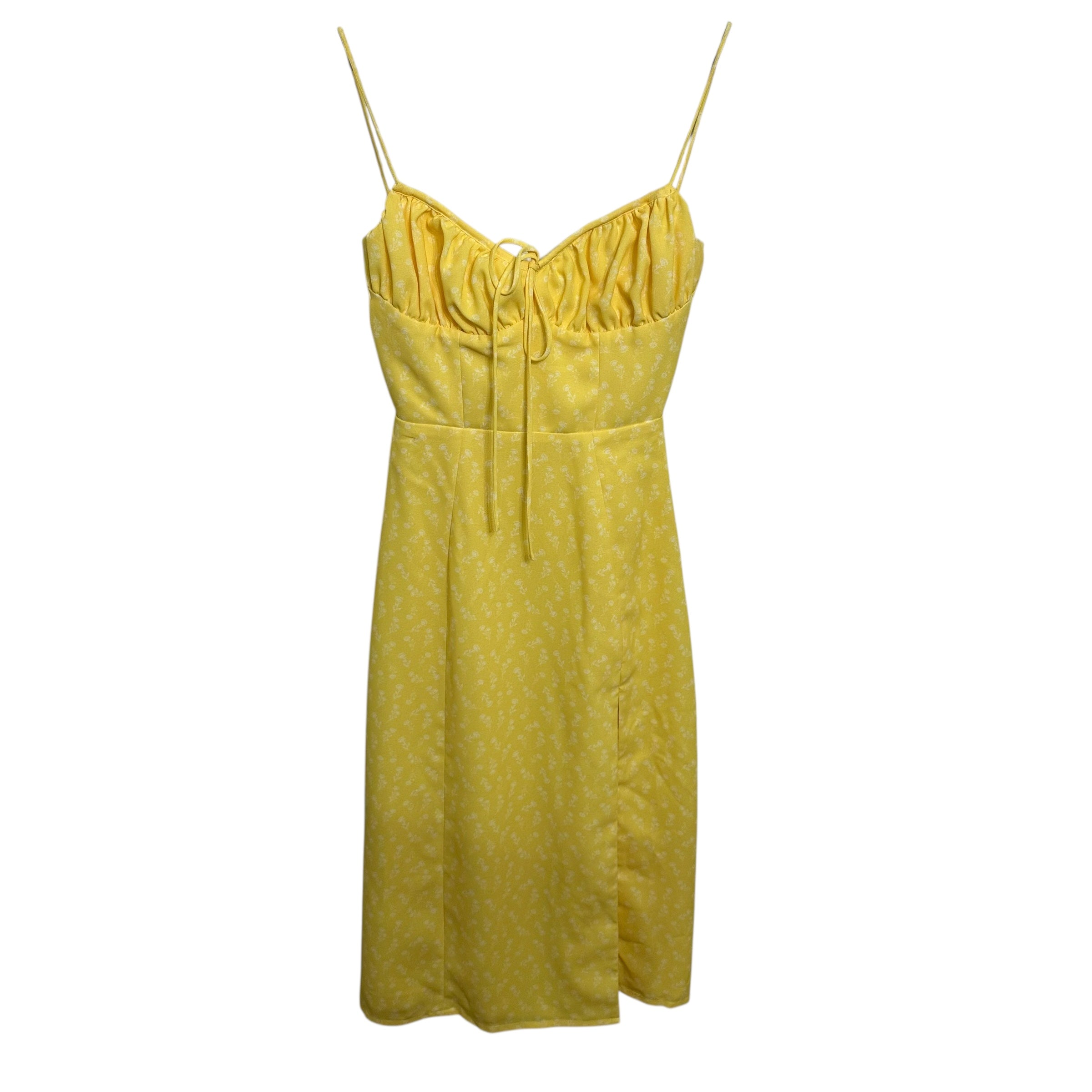 House of CB 'Carina' Yellow Floral Bustier Midi Dress Size XS