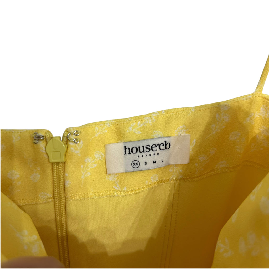 House of CB 'Carina' Yellow Floral Bustier Midi Dress Size XS
