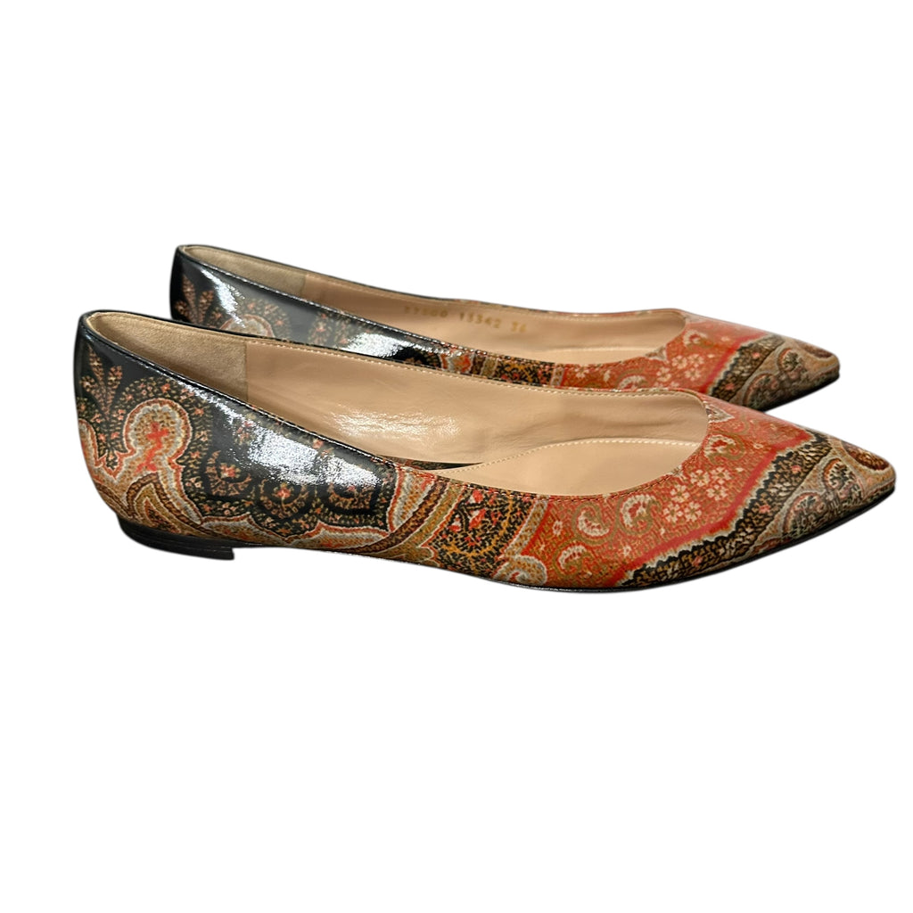 Gianvito Rossi For Etro Gianvito 85 Printed Point-toe Flats Size EU 36