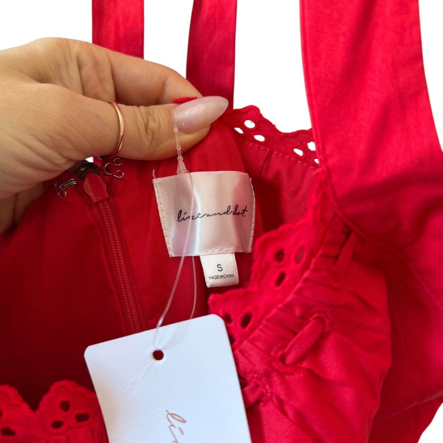 Line & Dot Abbott Halter Midi Dress in Red Size S