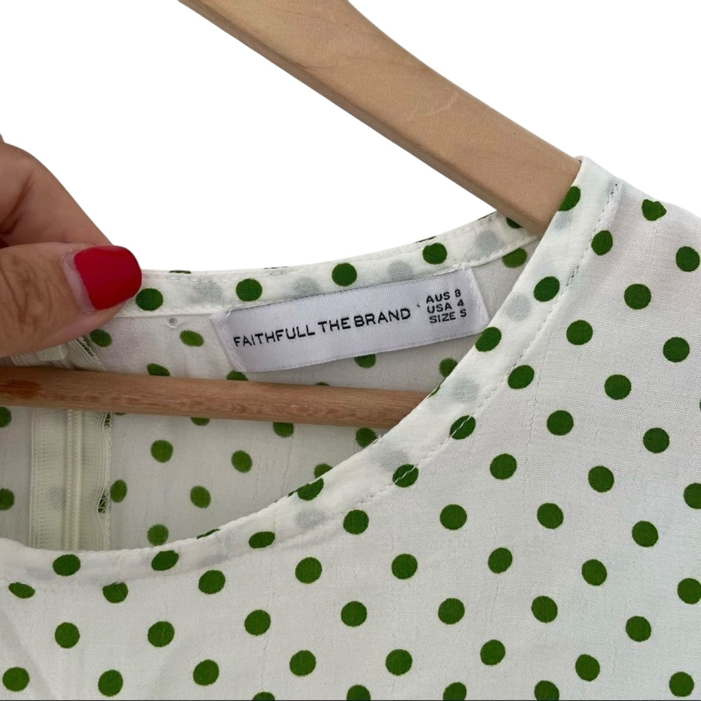 Faithful the Brand Daphne Dress in Green Lula Dot Size S