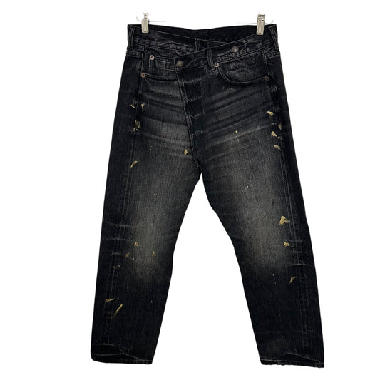 R13 Gold Splatter Crossover Jean - Eton Selvedge Gold Paint Size 26