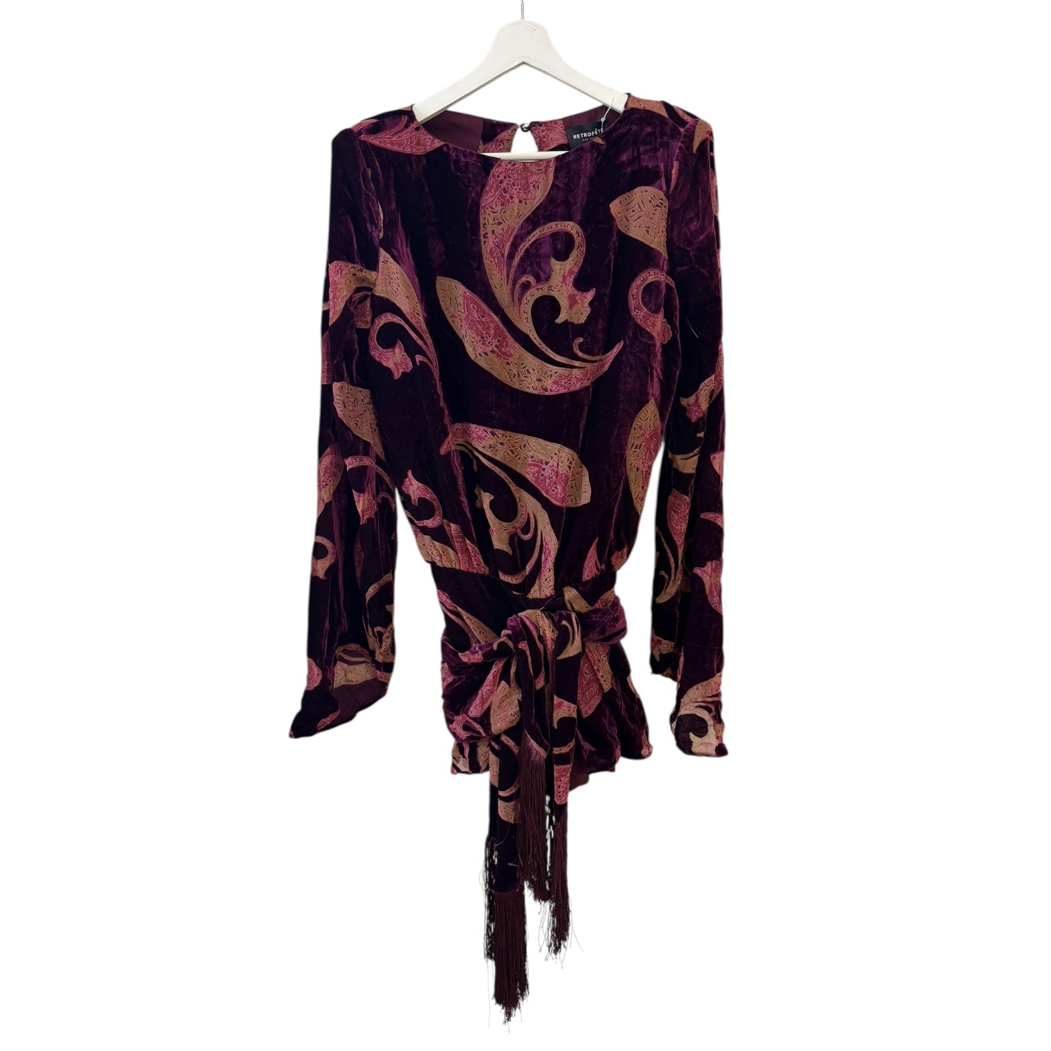 Retrofete Thesaly Velvet Dress in Dark Paisley Size M