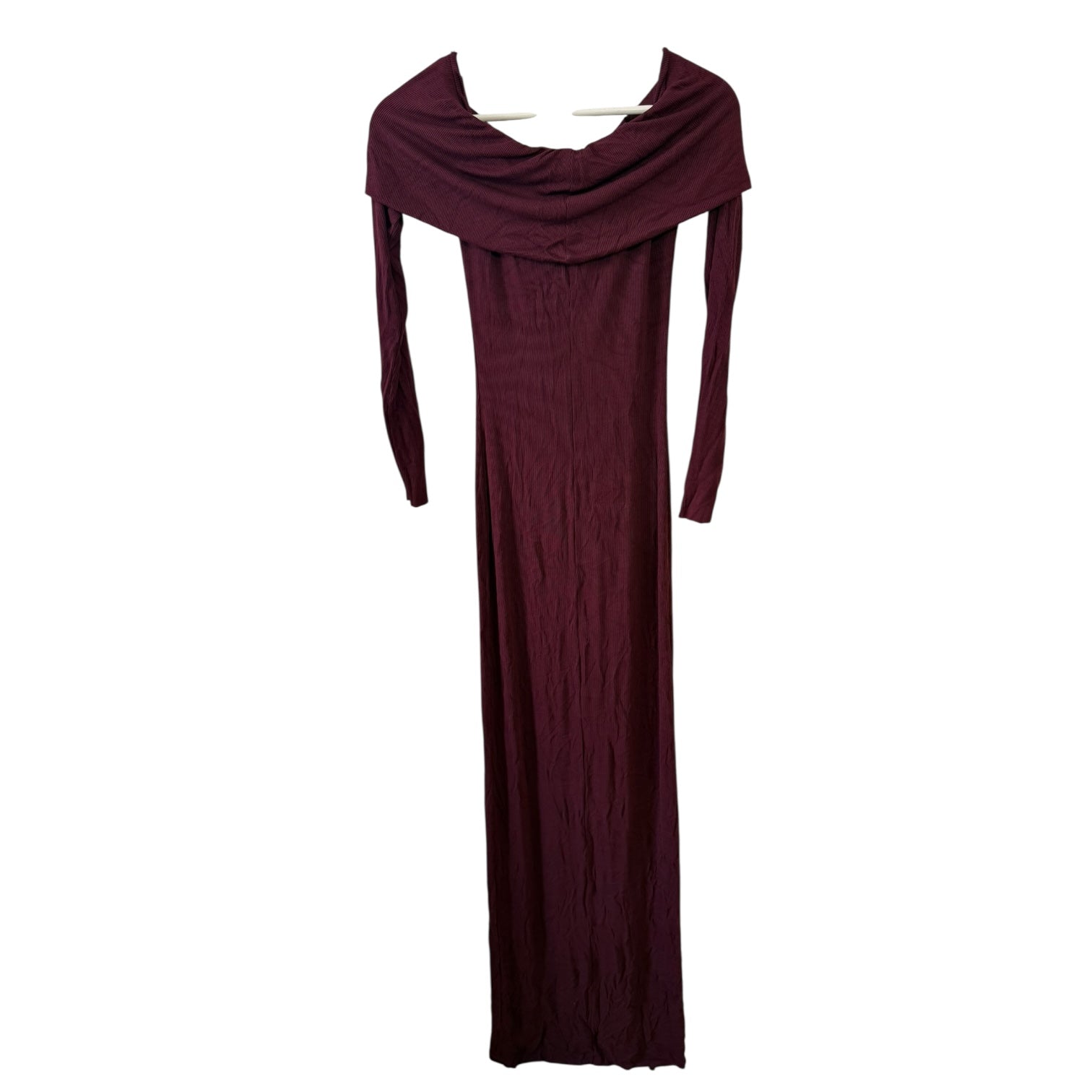 ETERNE Long Sleeve Off-Shoulder Butter Rib Maxi Dress Size S
