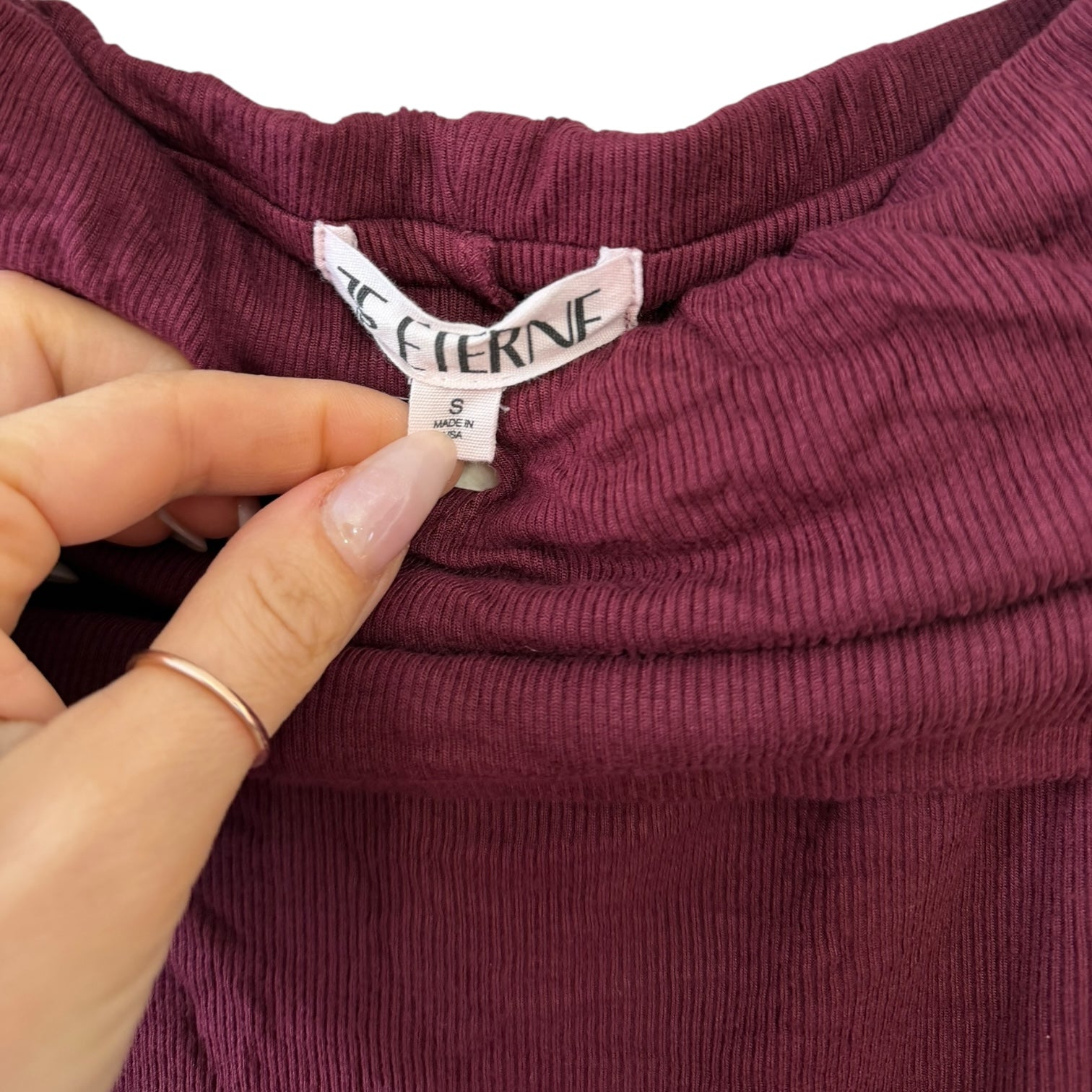 ETERNE Long Sleeve Off-Shoulder Butter Rib Maxi Dress Size S