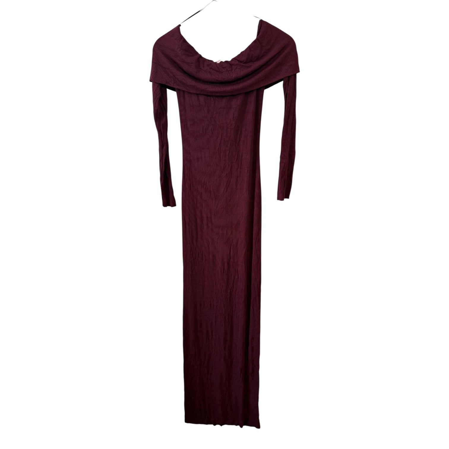 ETERNE Long Sleeve Off-Shoulder Butter Rib Maxi Dress Size S