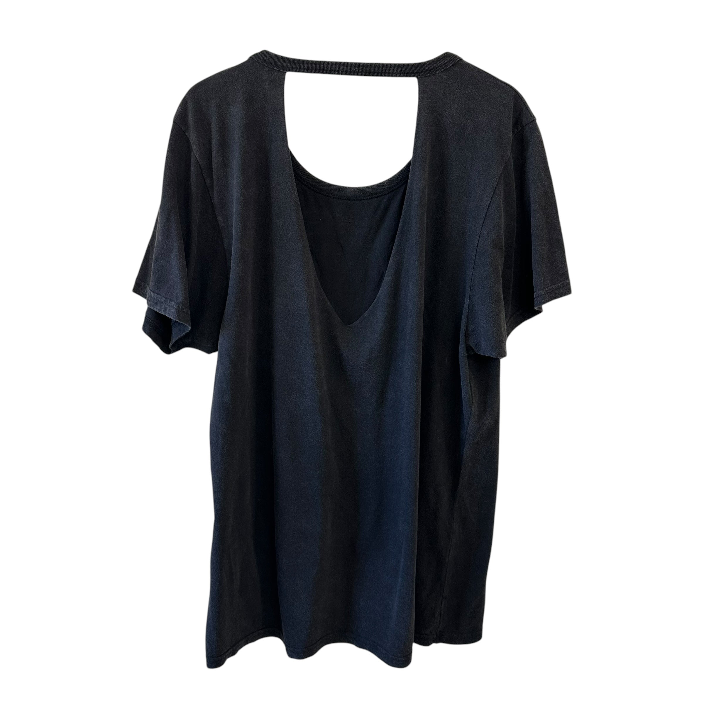 FARM Rio Black Graphic T-Shirt with Peacock Design Size M