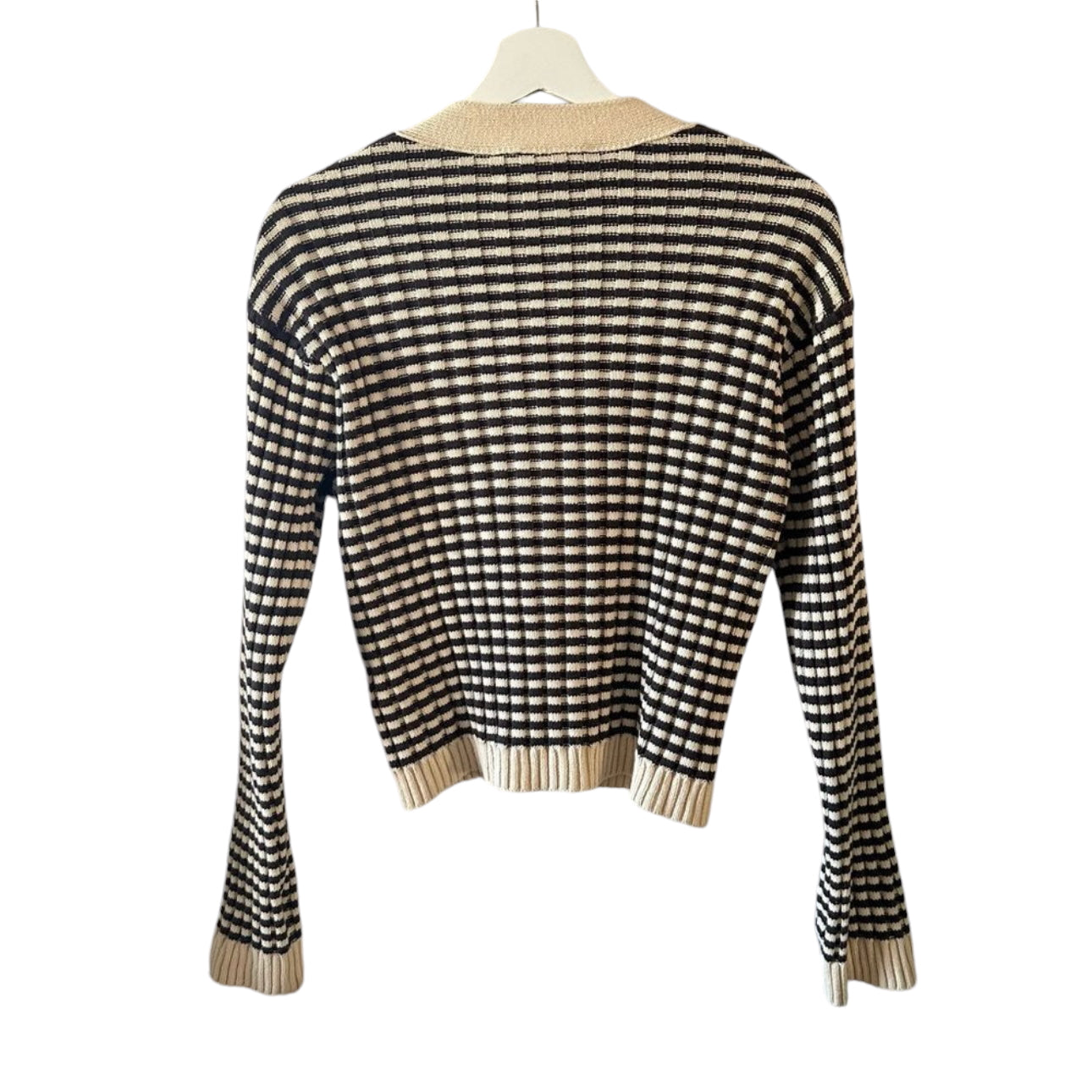 The GREAT. The Mini Striped Cardigan in Woodsmoke Stripe Size XS