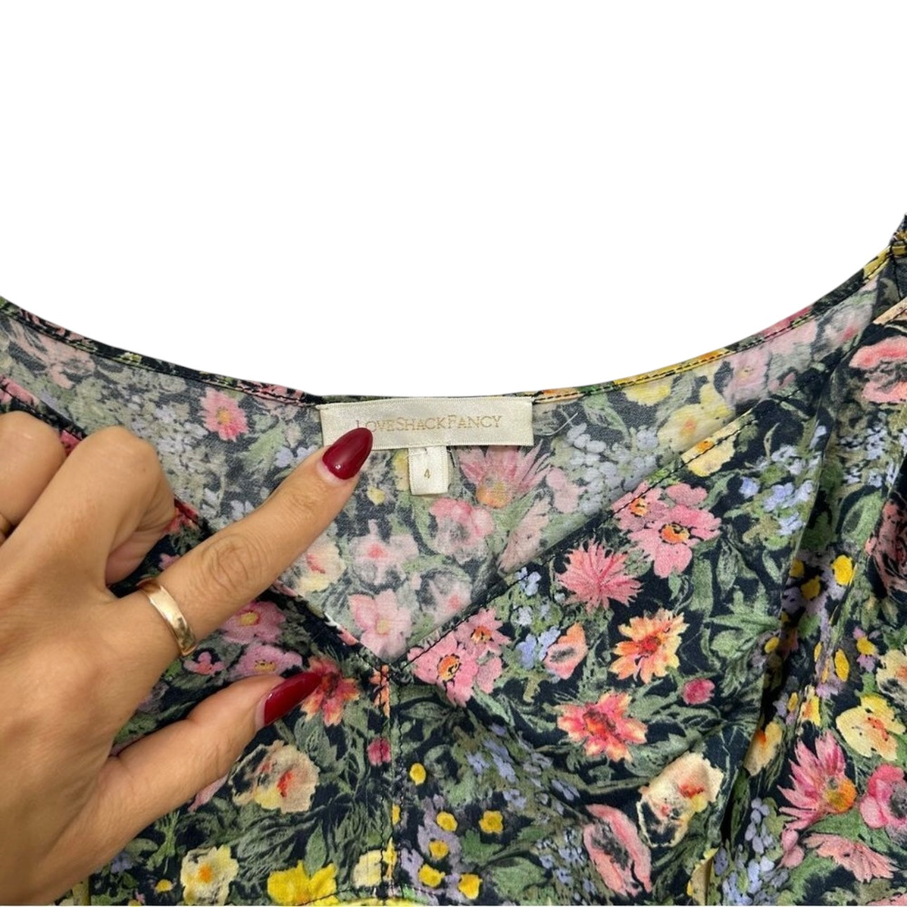 LoveShackFancy Ambrette Floral Silk Mini Dress Size 4