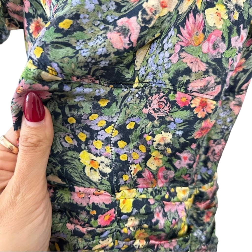 LoveShackFancy Ambrette Floral Silk Mini Dress Size 4