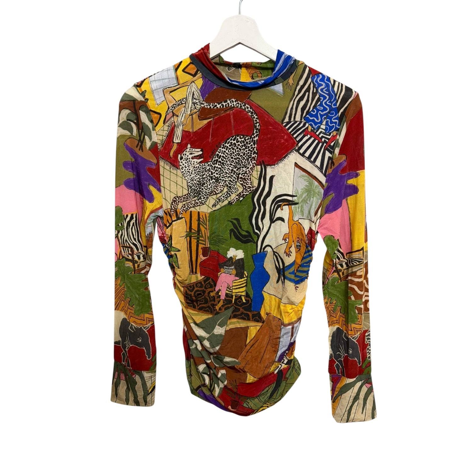 FARM Rio Multicolor Tropical Long Sleeve Turtleneck Blouse Size M